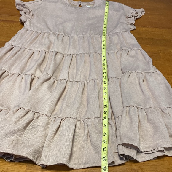 Foteisy Womens Size Medium Light Pink Tiered Dress Capped Flutter Sleeves Flowy - Picture 7 of 8